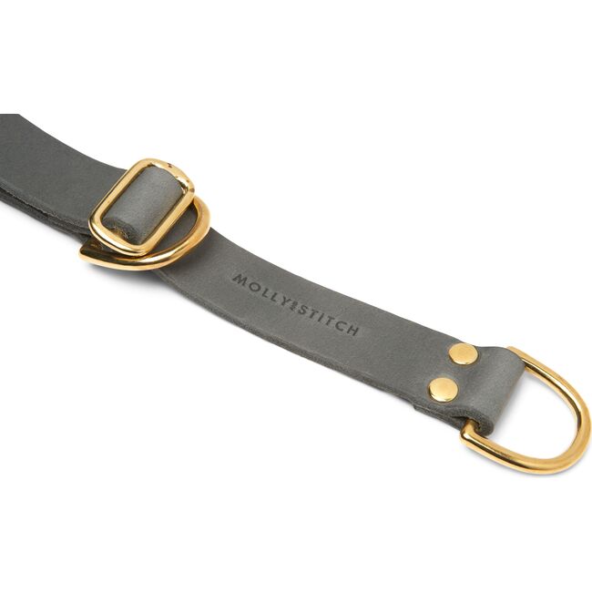 Butter Leather Retriever Dog Collar, Timeless Grey and Gold - Collars, Leashes & Harnesses - 3