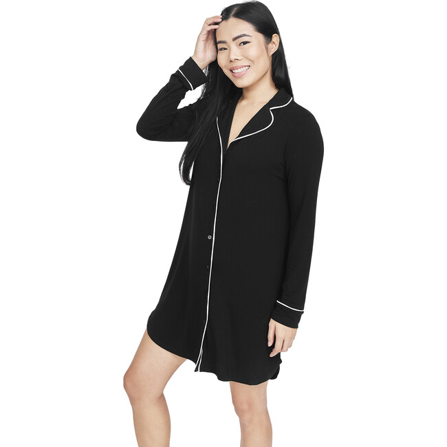 Women's CloudLuxe Nightshirt, Black - Pajamas - 1