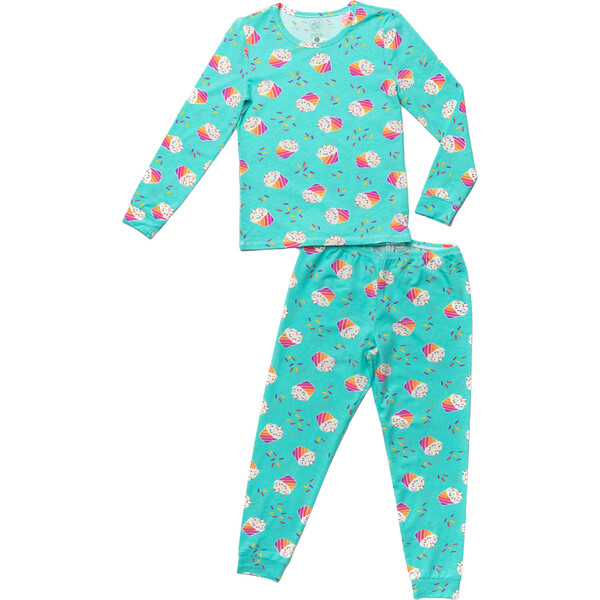 Cupcake Sparkle Pajamas, Blue - Lovey & Grink Sleepwear | Maisonette