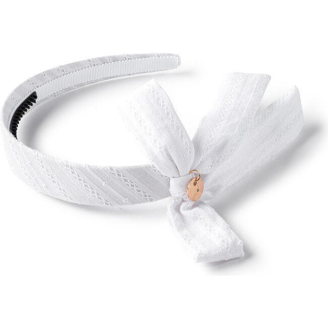 Forever Eyelet Side Bow Headband, White
