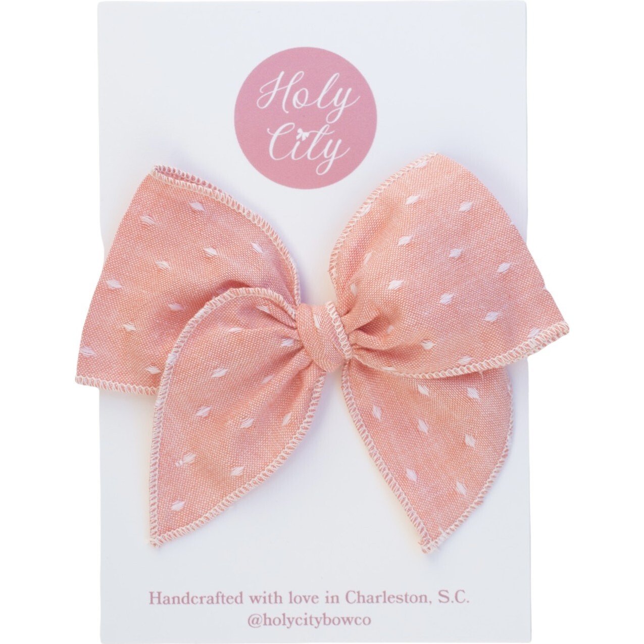 Lottie Bow, Peach Swiss Dot - Hair Accessories - 1