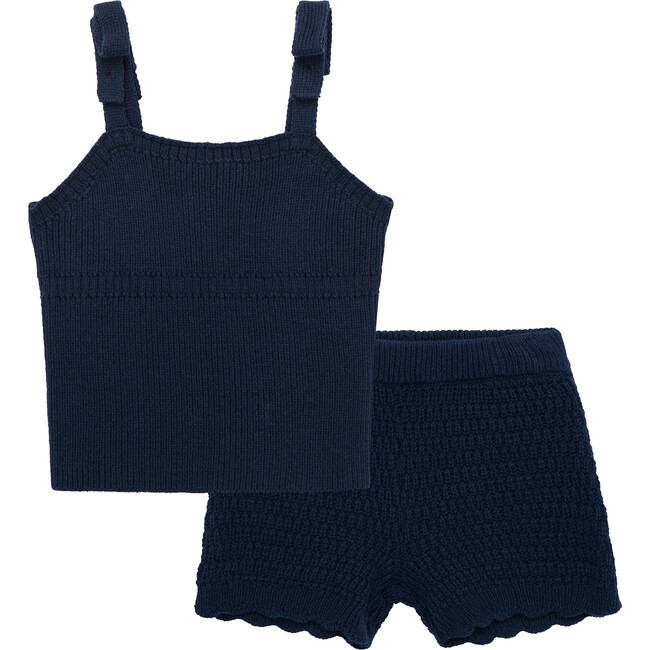 Crochet Short Set, Navy