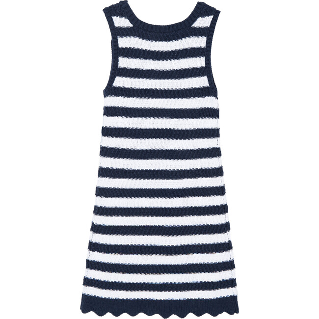 Striped Crochet Dress, Navy - Dresses - 2