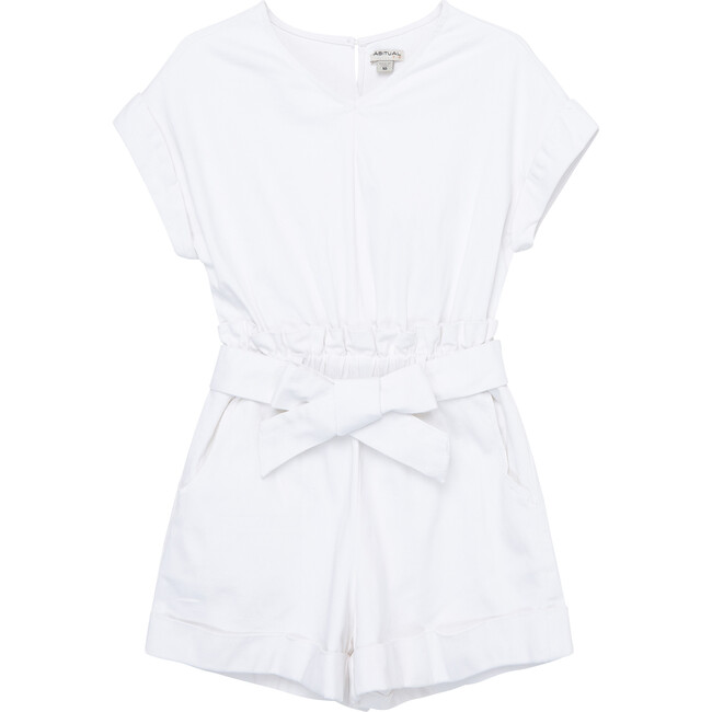 Paperbag Romper, White - Rompers - 1