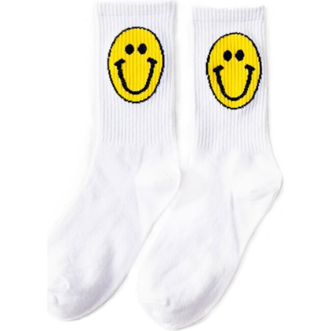 Smiley Face Sock, White