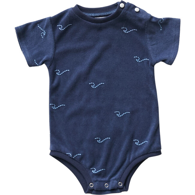 Embroidered Wave Terry Onesie