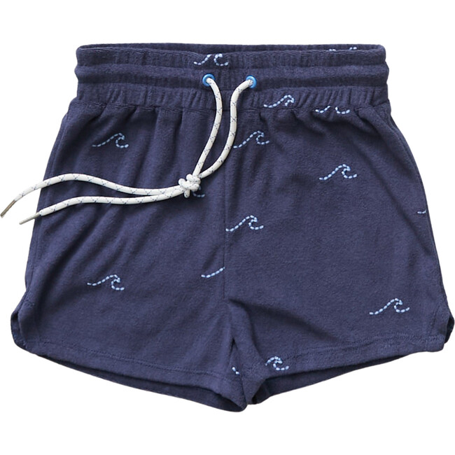 Embroidered Waves Terry Shorts - Shorts - 1