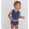 Embroidered Wave Terry Tank & Shorts Set - Mixed Apparel Set - 2