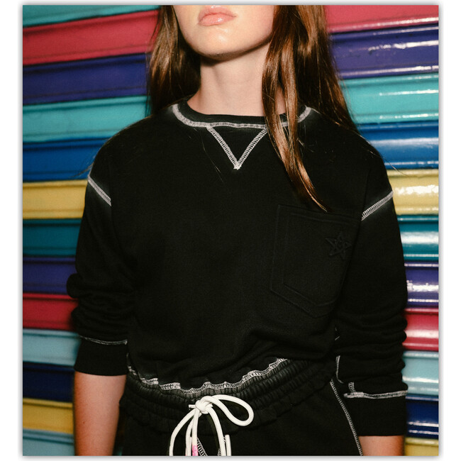 Black Embossed Sweatshirt - T-Shirts - 4