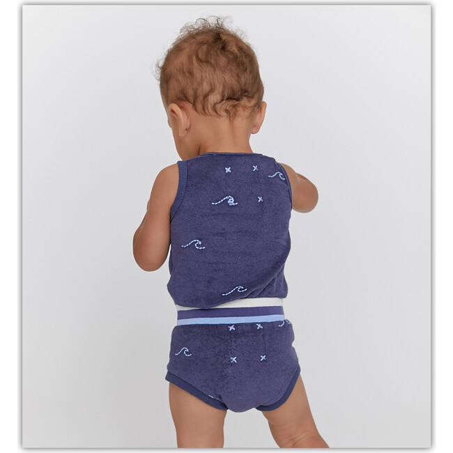 Embroidered Wave Terry Tank & Shorts Set - Mixed Apparel Set - 4