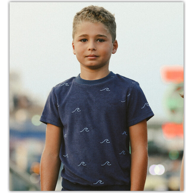 Embroidered Waves Terry Top - T-Shirts - 4