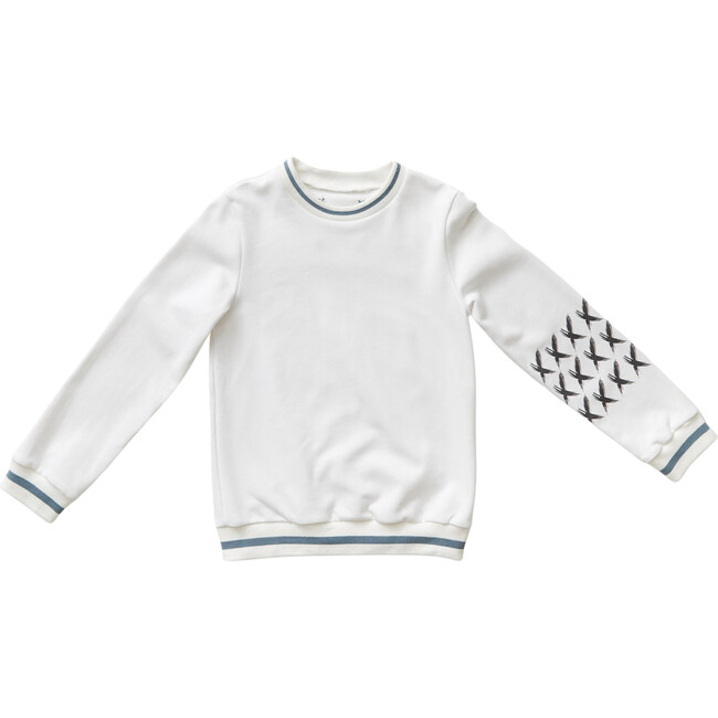 Embroidered Beach Sweatshirt, Teal - Tees - 1