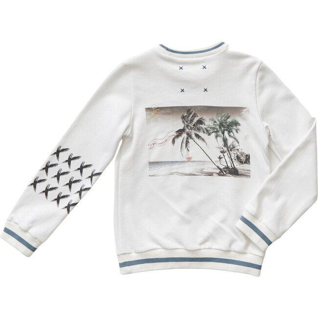 Embroidered Beach Sweatshirt, Teal - T-Shirts - 3