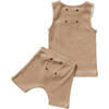 Ribbed Pocket Tank & Shorts, Tan - Mixed Apparel Set - 3 - thumbnail