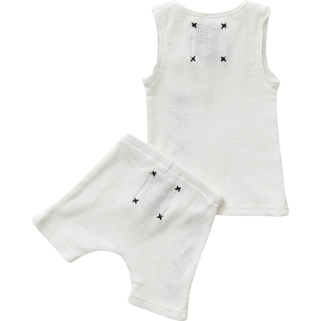 Ribbed Pocket Tank & Shorts, White - Mixed Apparel Set - 3