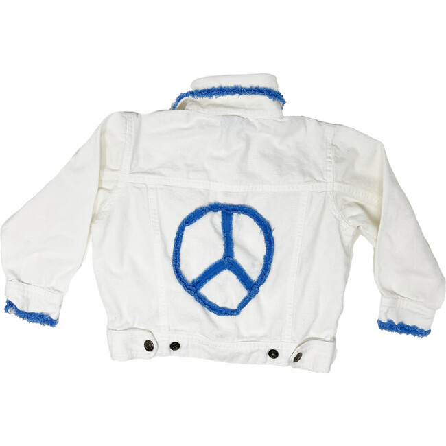 White Denim Jacket, Blue Peace Sign