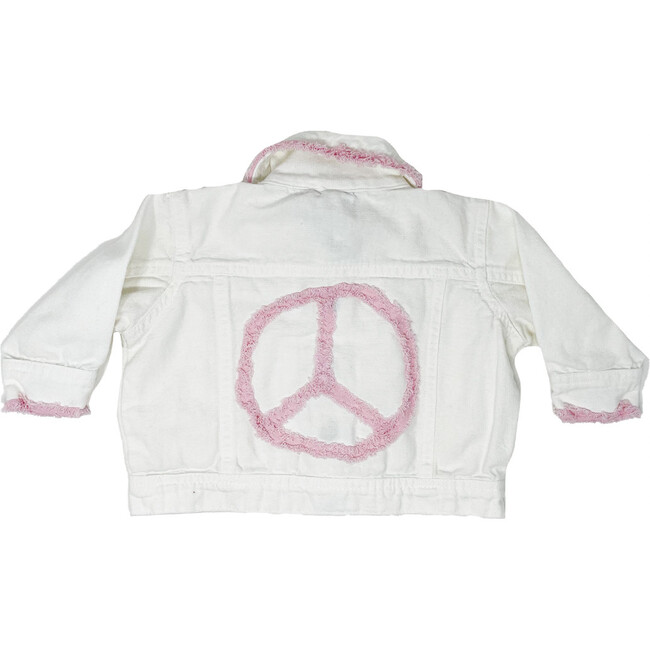 White Denim Jacket, Pink Peace Sign