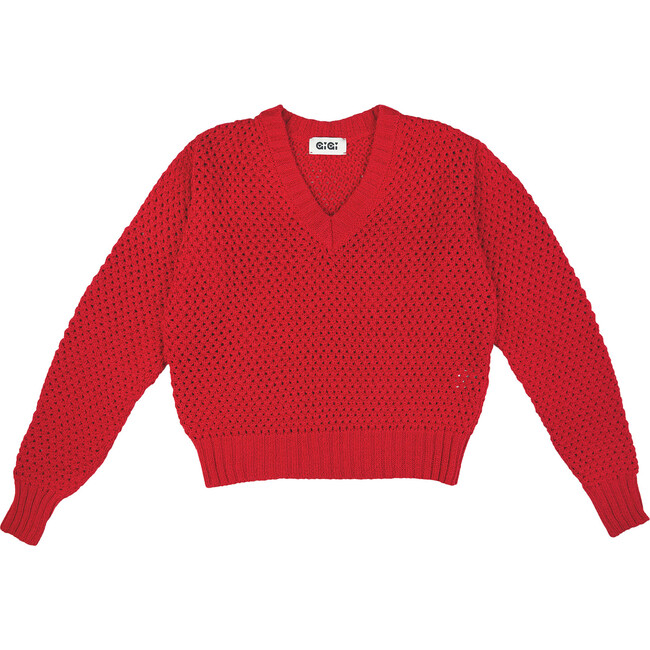 Women's Mesh Sweater, Red