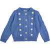 Girls Daisy Cardigan Mini, Blue - Cardigans - 1 - thumbnail