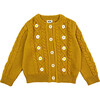 Girls Daisy Cardigan Mini, Mustard - Cardigans - 1 - thumbnail