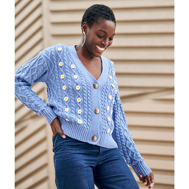 Women's Daisy Cardigan, Blue - Cardigans - 2