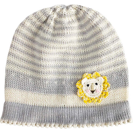 Striped Lion Baby Hat, Grey