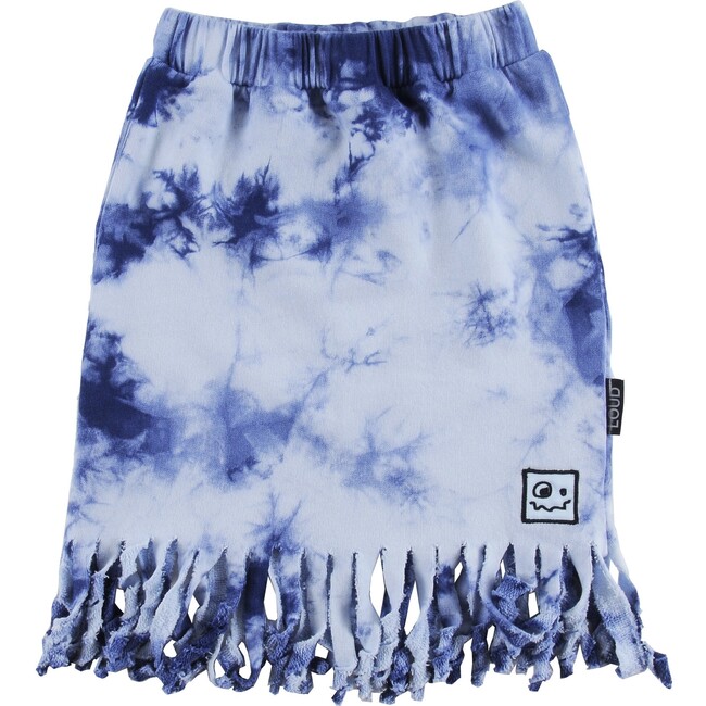 Call Tie Dyed Fringed Skirt, Blue Tie Dye