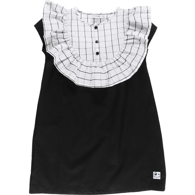 Hand 2 Tone Dress, Black/Grid - Dresses - 1