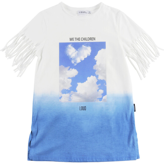 Together Dress/T-shirt, White/Blue Ombre