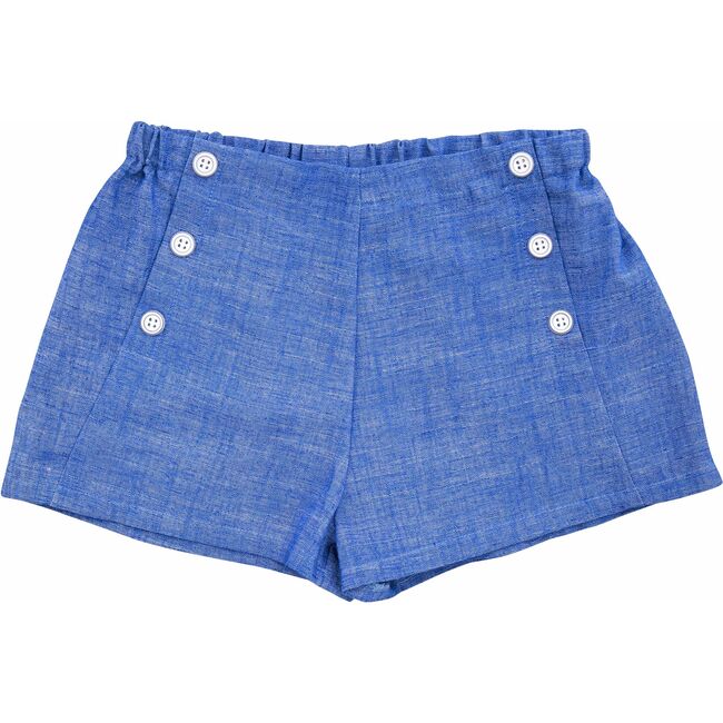 Sailor Button Shorts, Blue Chambray - Shorts - 1
