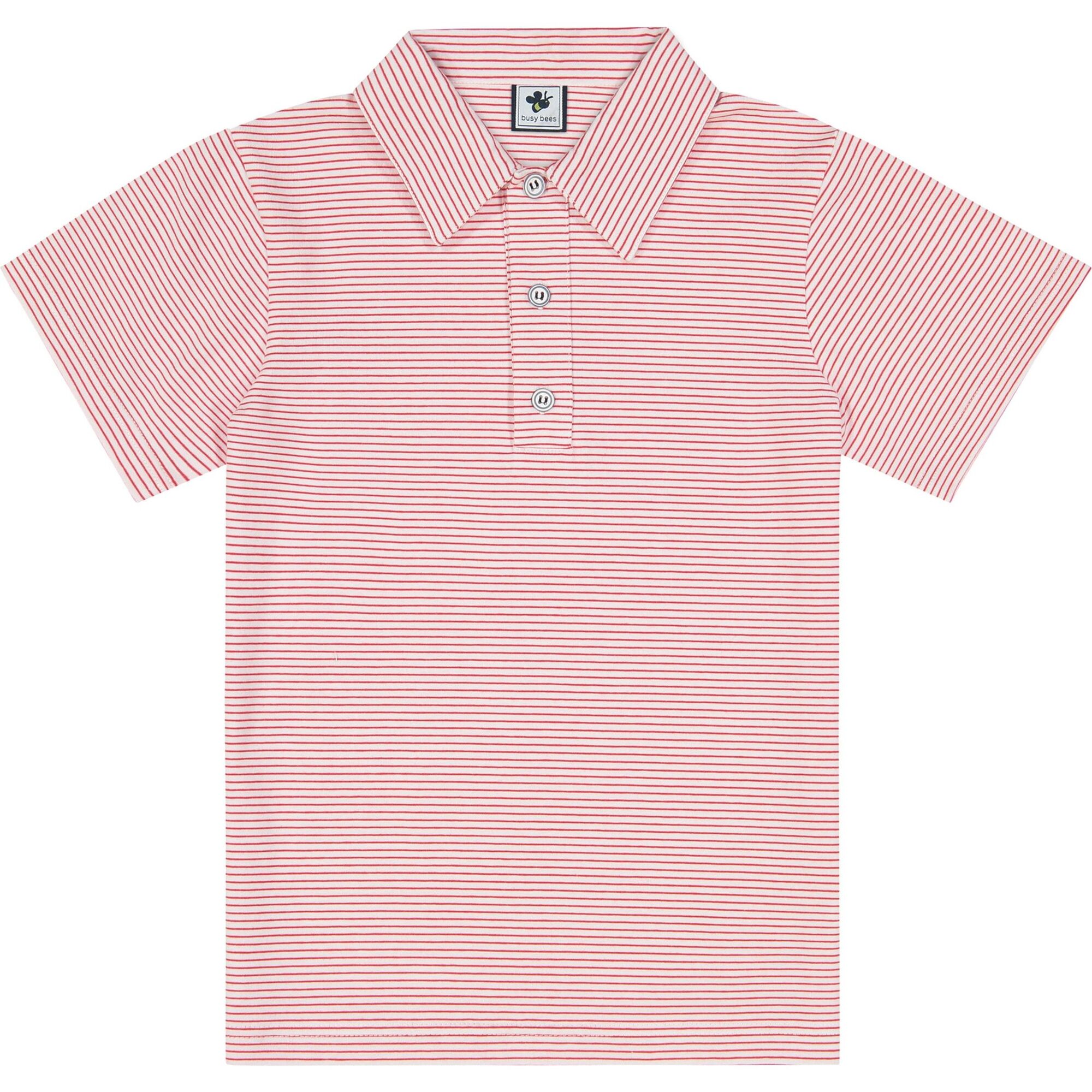 Busy Bees Short Sleeve Polo Mini, Red Stripe - Polo Shirts - 1