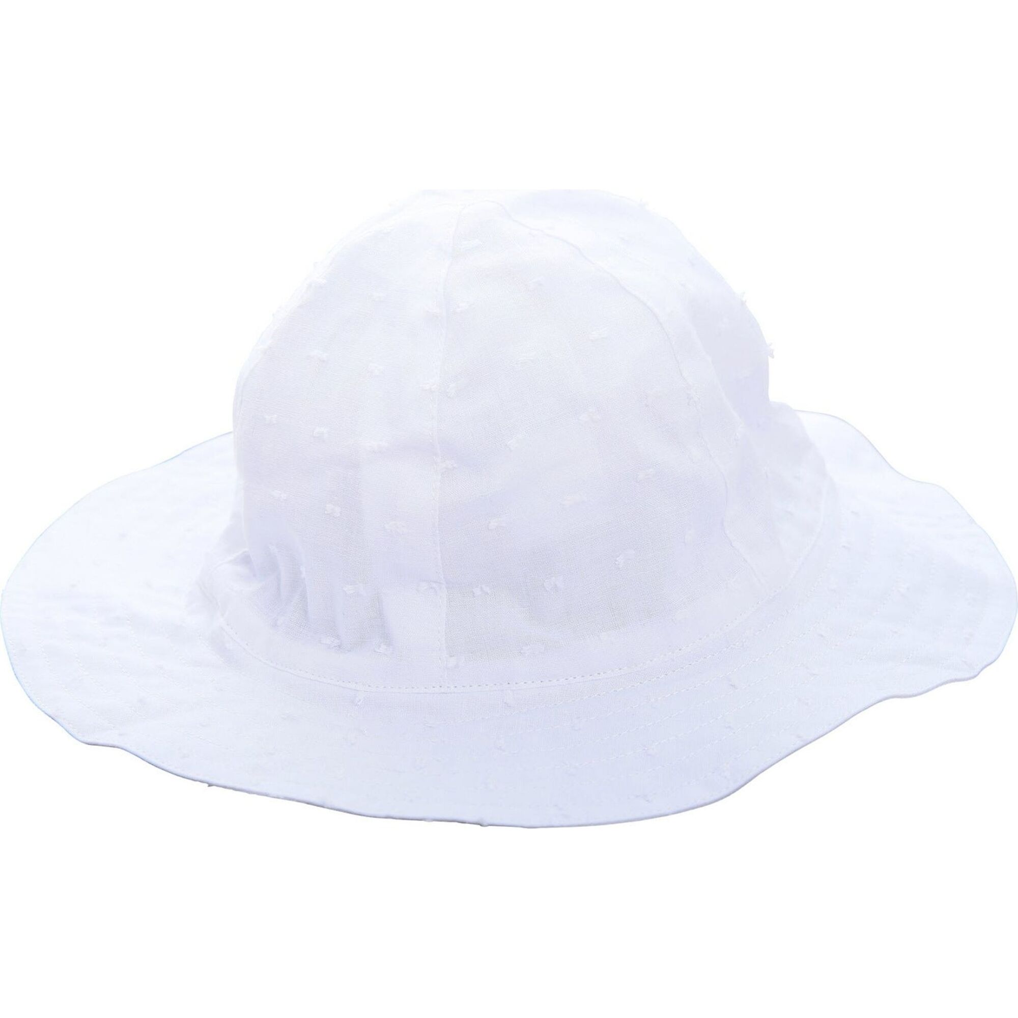 Baby Sun Hat, White Swiss Dot - Hats - 1