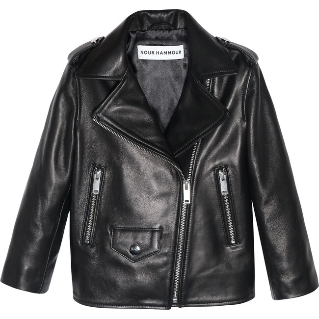 Mini Coucou Leather Jacket, Black
