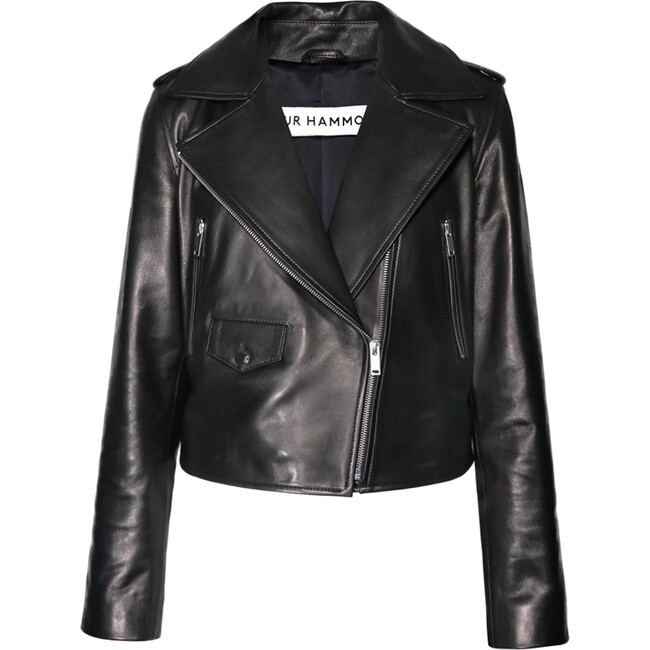 Women's Coucou Leather Jacket, Black