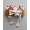 Apricot Linen Crown, Multicolored Pom Poms - Hats - 3 - thumbnail