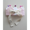 Soft Pink Linen Crown, Multicolored Pom Poms - Hats - 3 - thumbnail