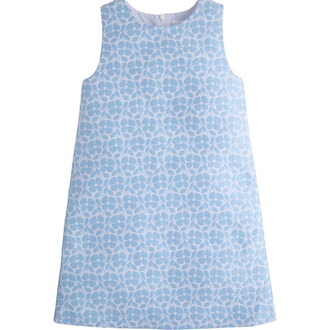 Classic Shift Dress, Blue Jacquard - Dresses - 1