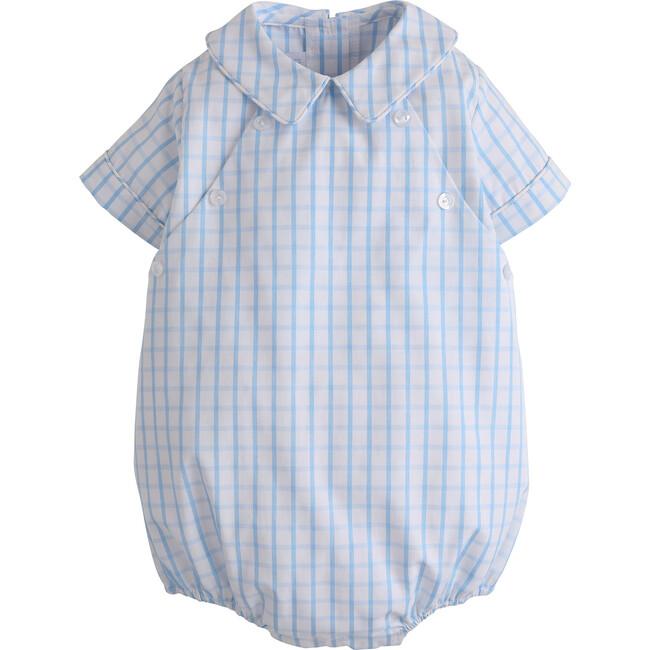 Walker Bubble, Blue Windowpane - Rompers - 1