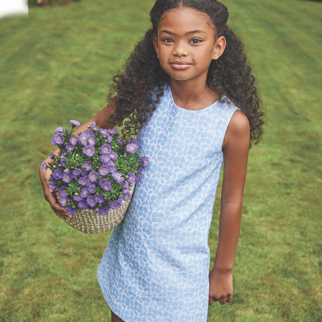 Classic Shift Dress, Blue Jacquard - Dresses - 2