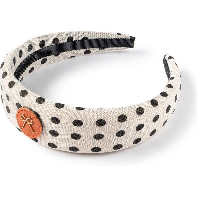 Polka Dot Padded Headband, Cream And Black
