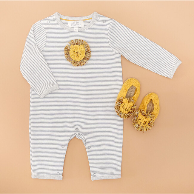 Crochet Lee Lion Grey Stripe Babygro - Rompers - 3
