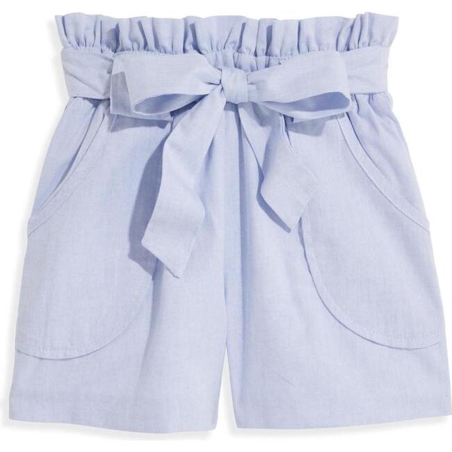 Nicollette Paperbag Short, Blue Chambray - Shorts - 1