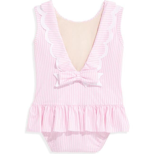 Striped Summer Bathing Suit, Pink and White Stripe