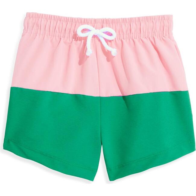 Colorblock Bayshore Swim Trunk, Pink and Green
