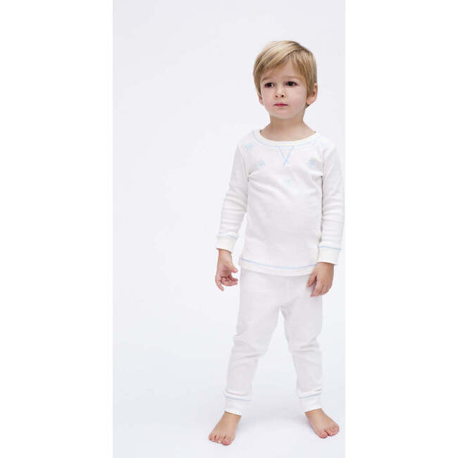 Blue Snowflakes Pajamas, White - Pajamas - 2