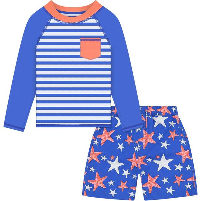 Star Swim Set, Blue - Rash Guards - 1