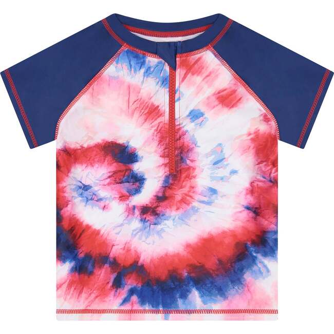 Retro Tie-Dye Swim Set, Red - Rash Guards - 2