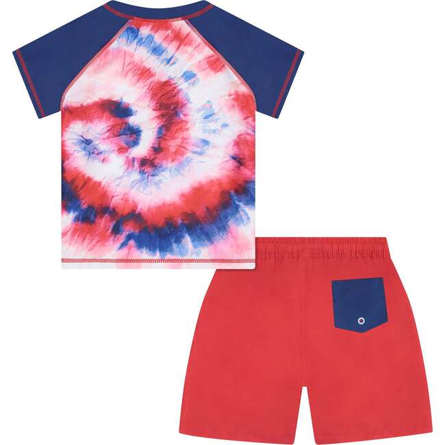 Retro Tie-Dye Swim Set, Red - Rash Guards - 6