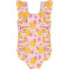 Ruffle Swimsuit, Pink Grapefruit - One Pieces - 5