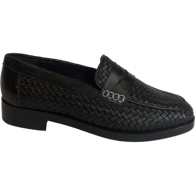 Women's Woven Loafer, Black - Loafers - 1